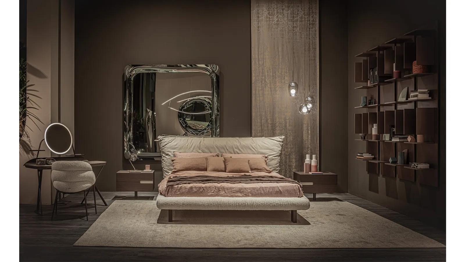 Pascal design bed in leather and fabric by Cattelan Italia