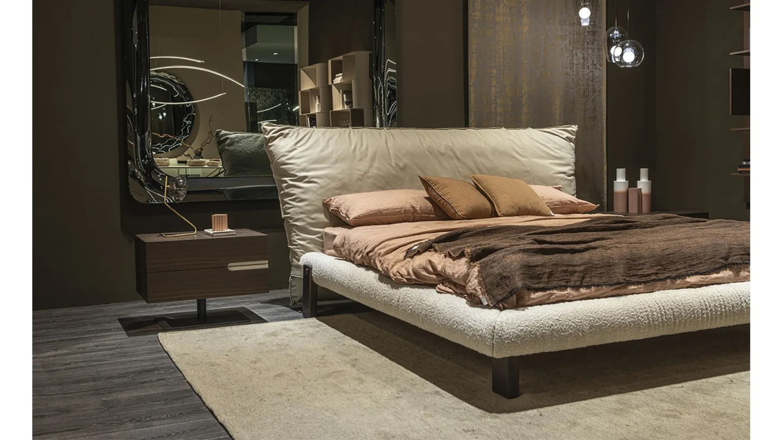 Pascal design bed in leather and fabric by Cattelan Italia