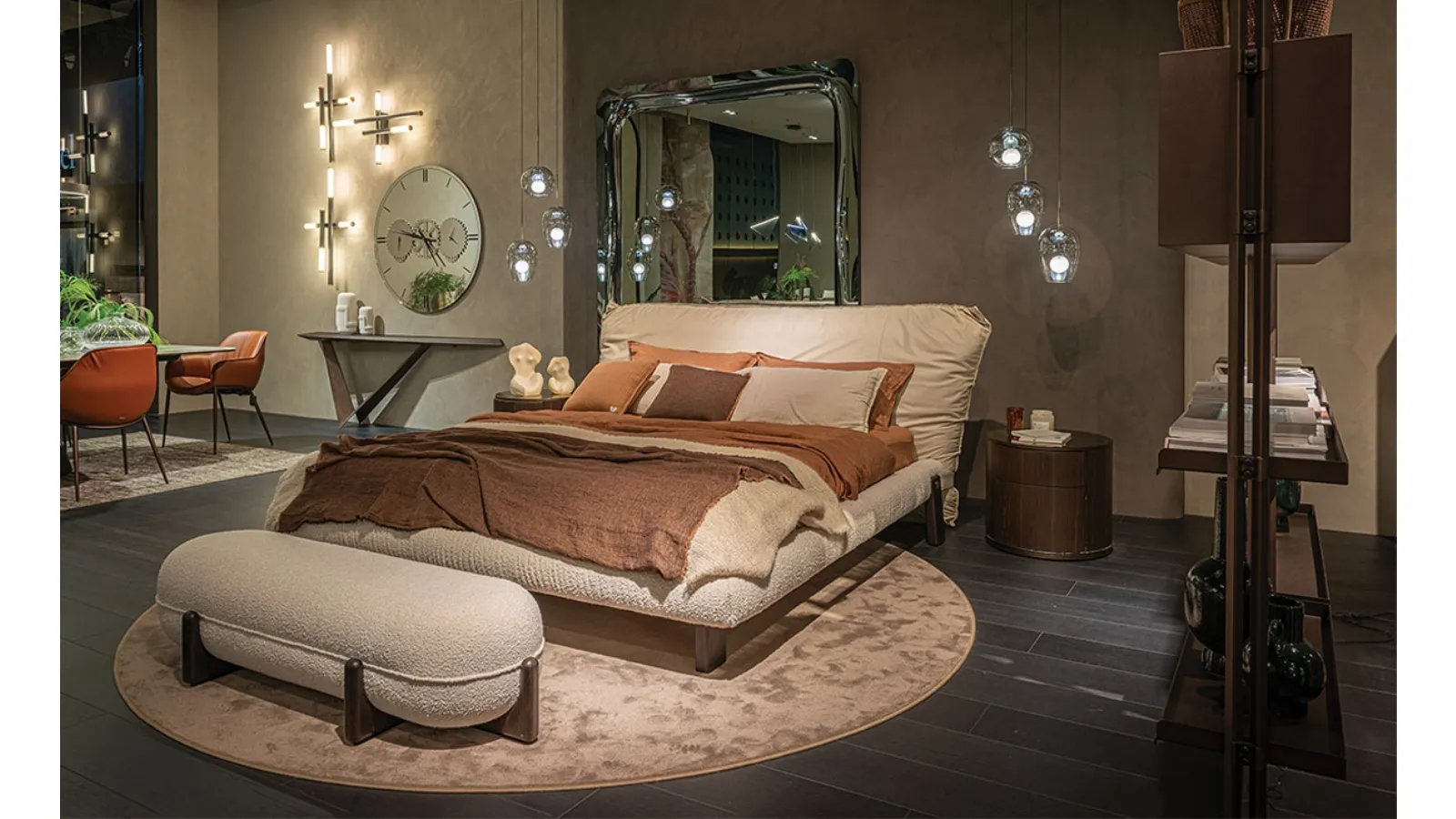 Pascal design bed in leather and fabric by Cattelan Italia