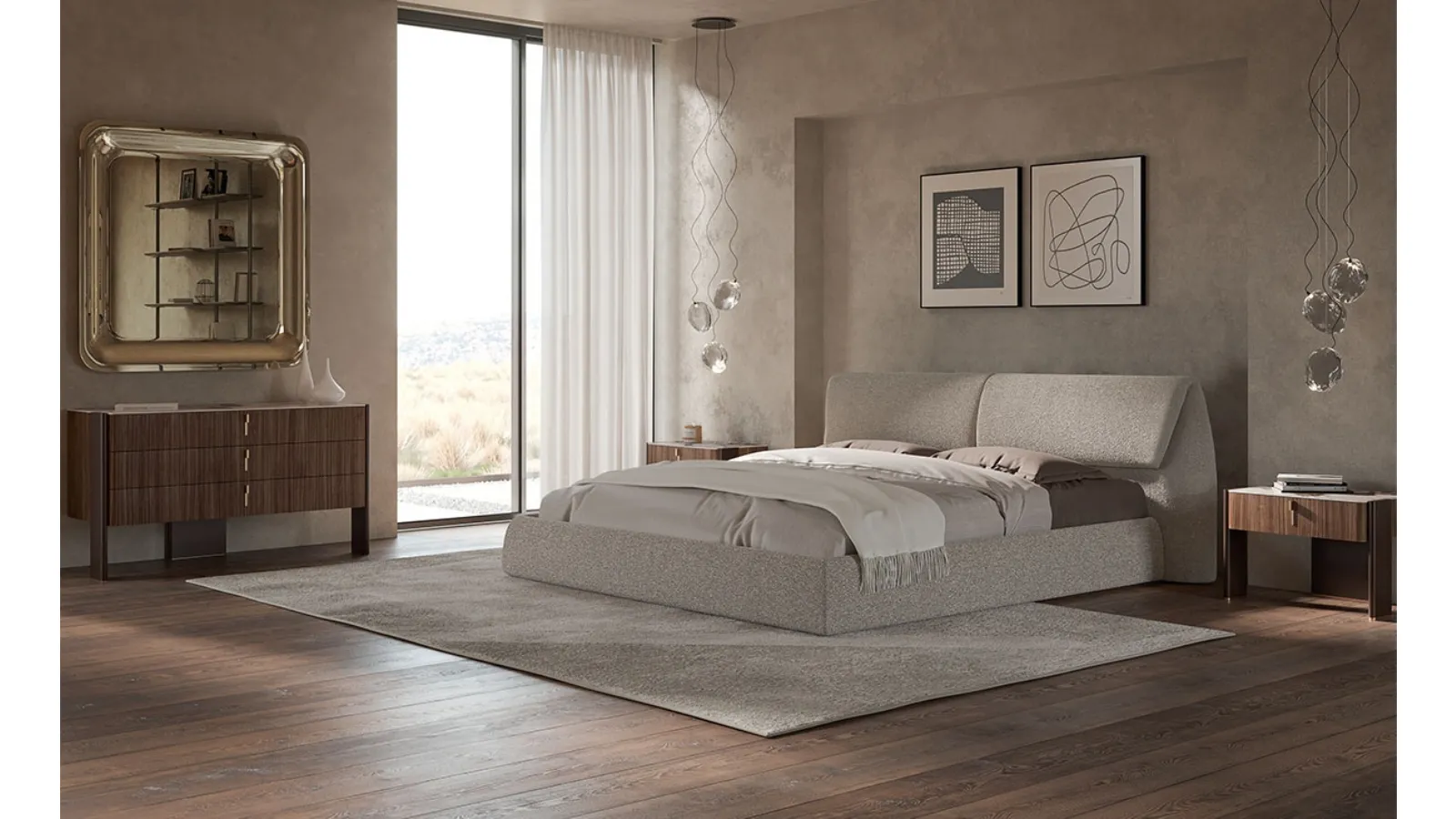 Simon bed in upholstered fabric by Cattelan Italia