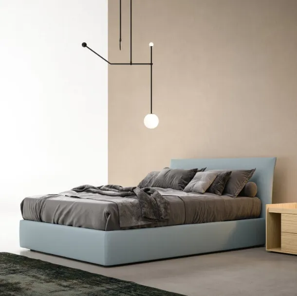 Slim upholstered fabric bed by Zalf