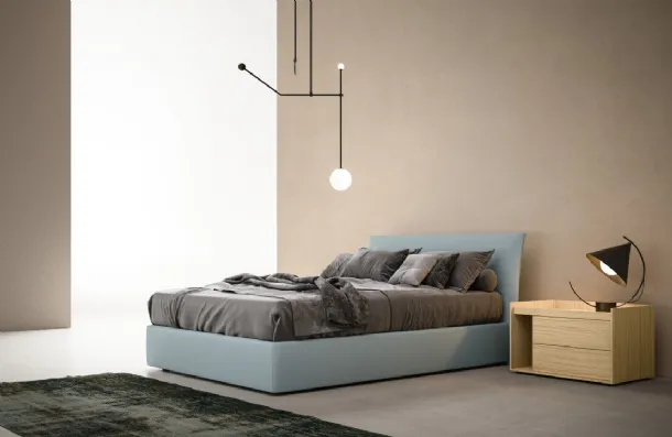 Slim upholstered fabric bed by Zalf