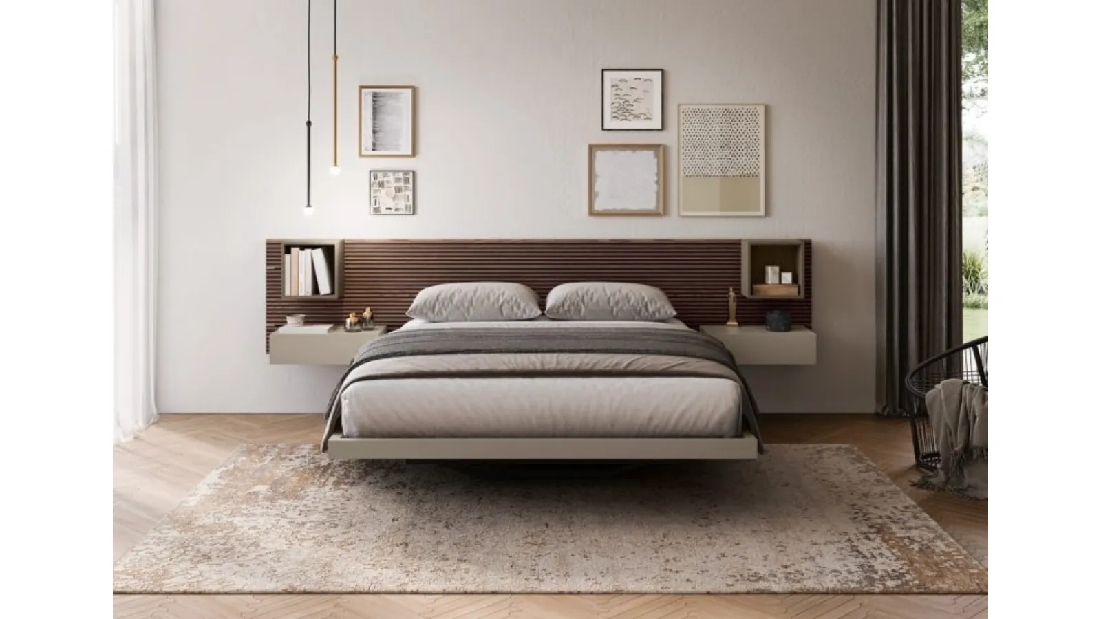Suspended bed with storage Sorvolo by Fimar