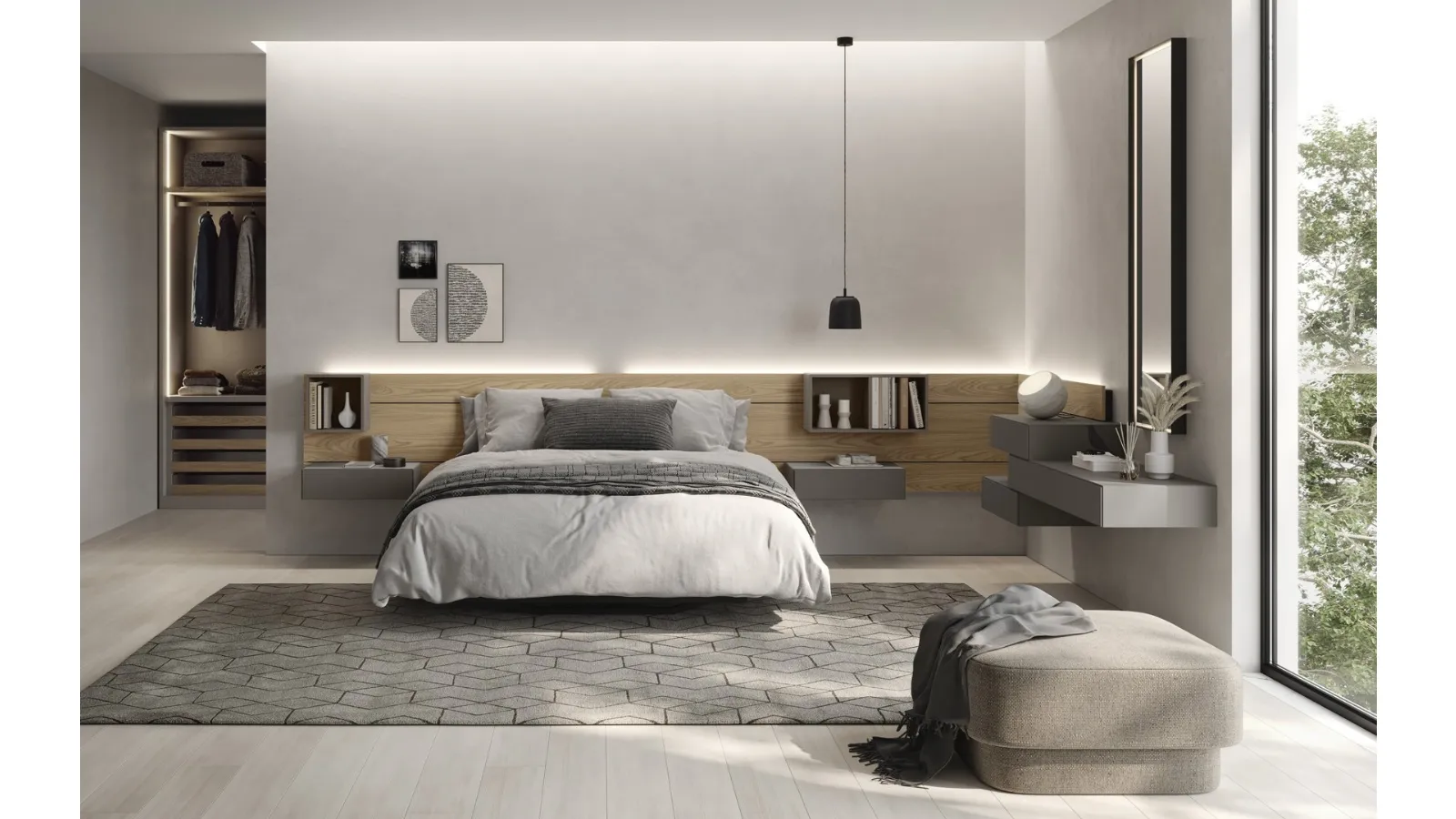 Suspended bed with storage Sorvolo by Fimar