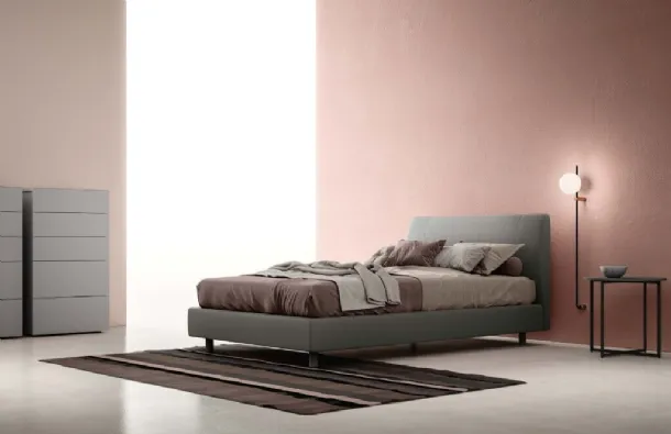 Fabric bed with Spoon headboard by Zalf