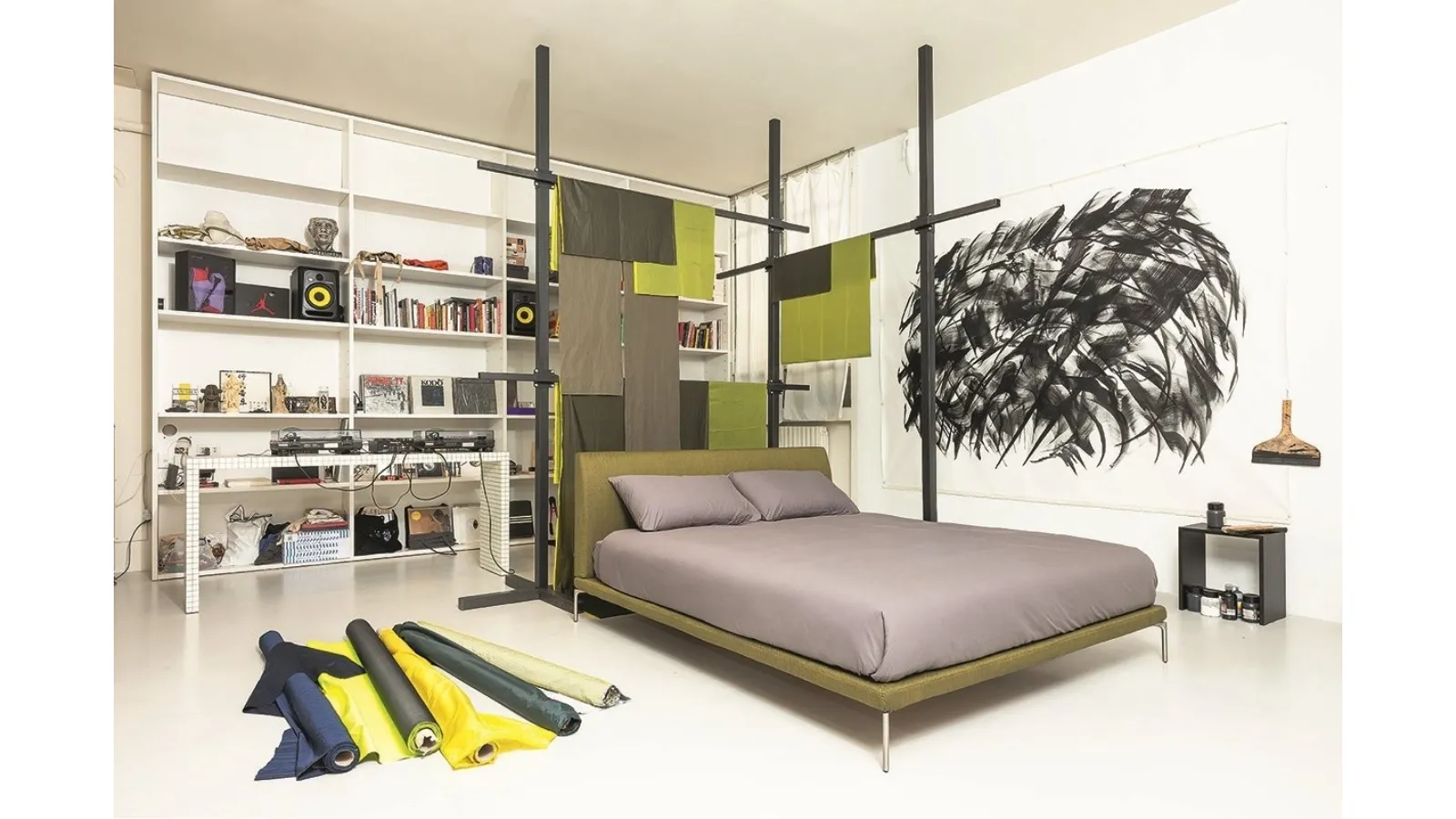 Fabric bed with Talamo headboard by Zanotta