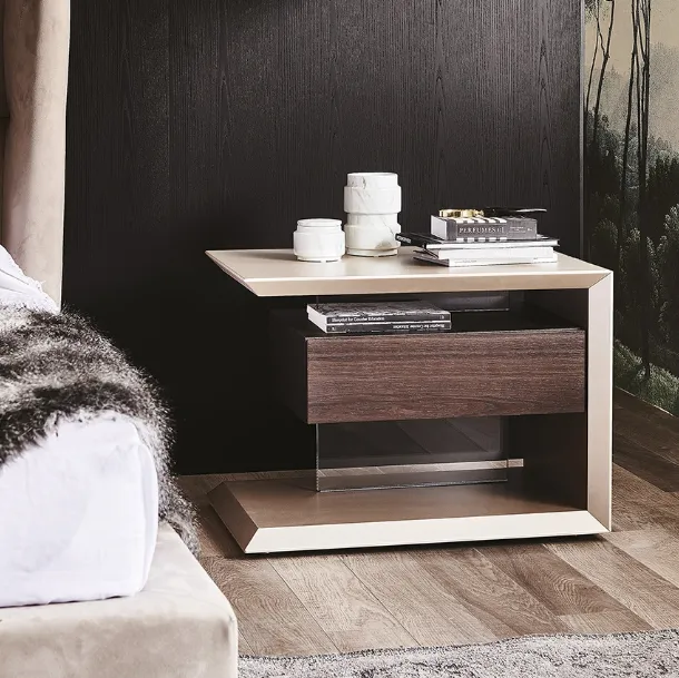 Nightstand with drawer in natural wood Biagio by Cattelan Italia