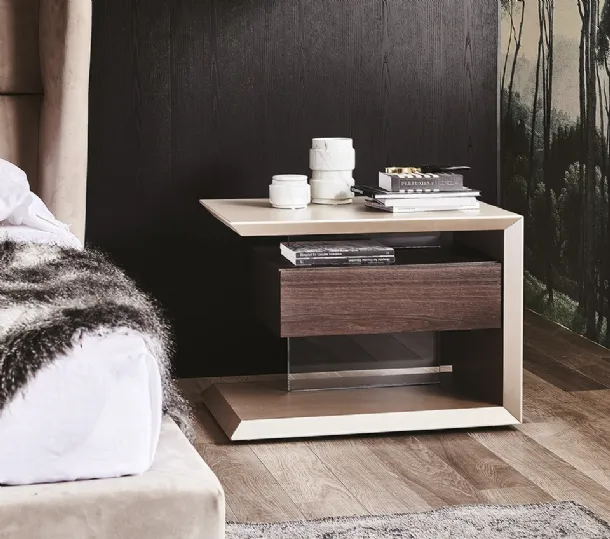 Nightstand with drawer in natural wood Biagio by Cattelan Italia
