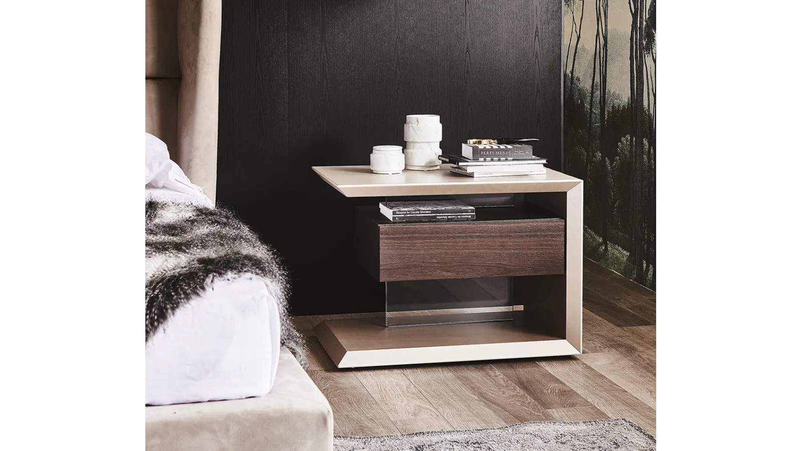 Nightstand with drawer in natural wood Biagio by Cattelan Italia