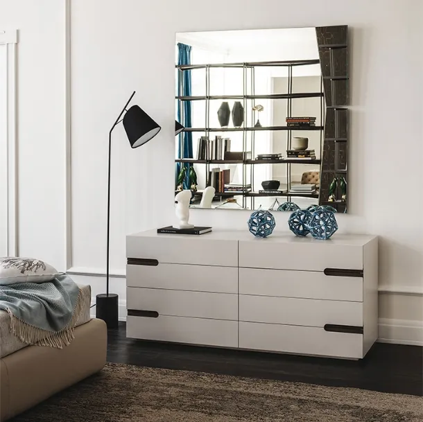 Ciro Chest of Drawers in lacquered wood with faux leather inserts by Cattelan Italia