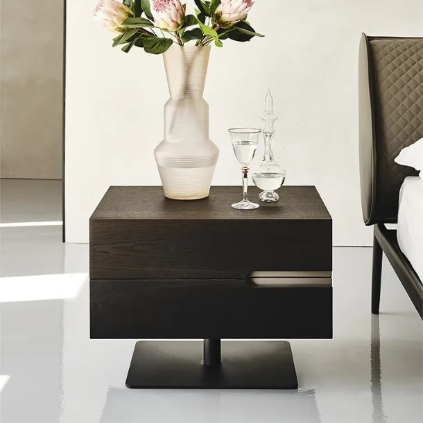 Wooden bedside table with metal base Ciro by Cattelan Italia