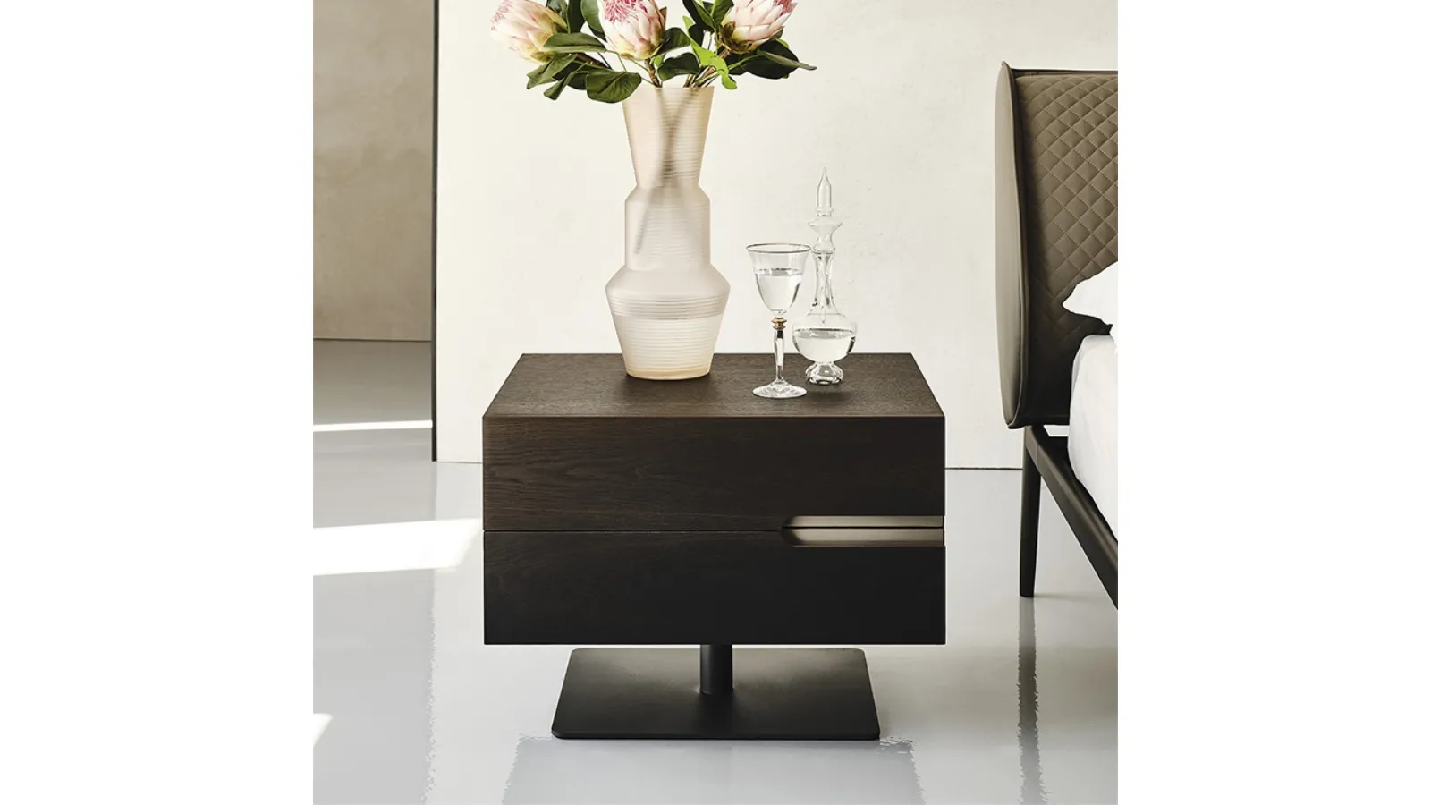 Wooden bedside table with metal base Ciro by Cattelan Italia