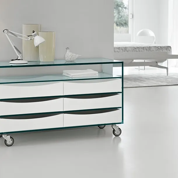 High Chest of Drawers in Glass and Lacquered by Tonelli