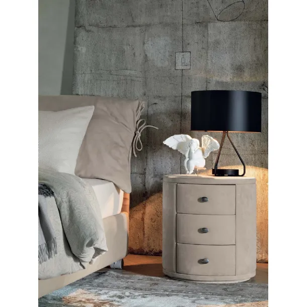 Nightstand fully upholstered in soft nabuk by Flou