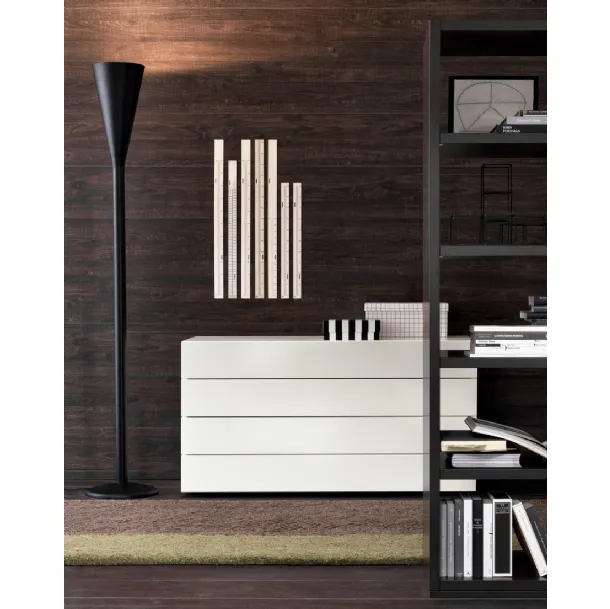 Cube chest of drawers in white lacquered wood by Giellesse