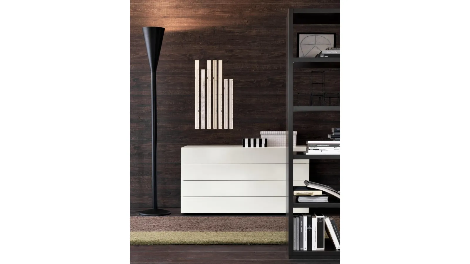 Cube chest of drawers in white lacquered wood by Giellesse