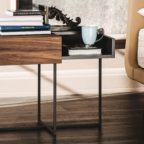 Dante bedside table in lacquered finish with sliding wooden door by Cattelan Italia