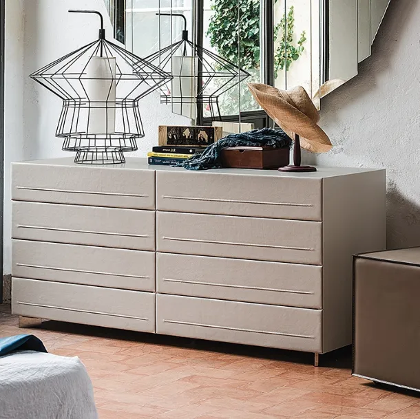Dyno Chest of Drawers in Leather-Covered Wood by Cattelan Italia
