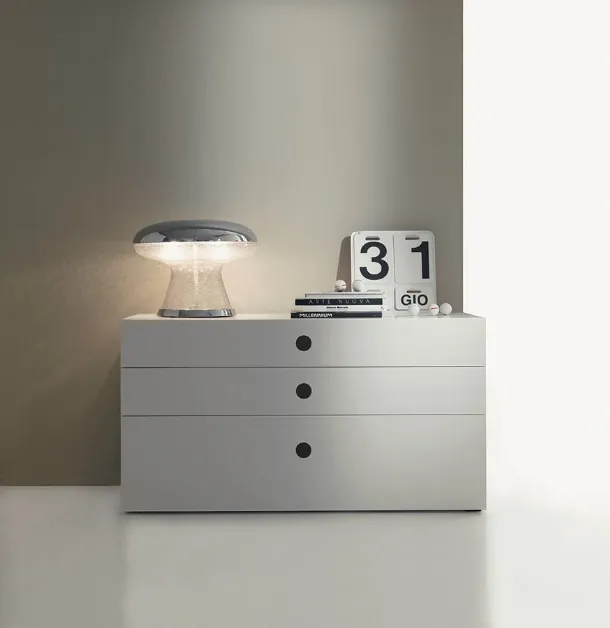 3-drawer chest in matte lacquer Feel by Fimar
