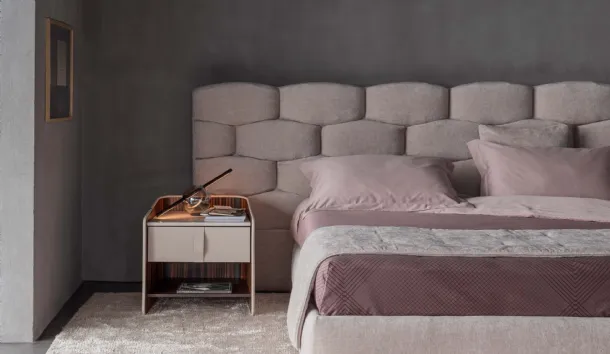 Gentleman bedside table upholstered in leather by Flou
