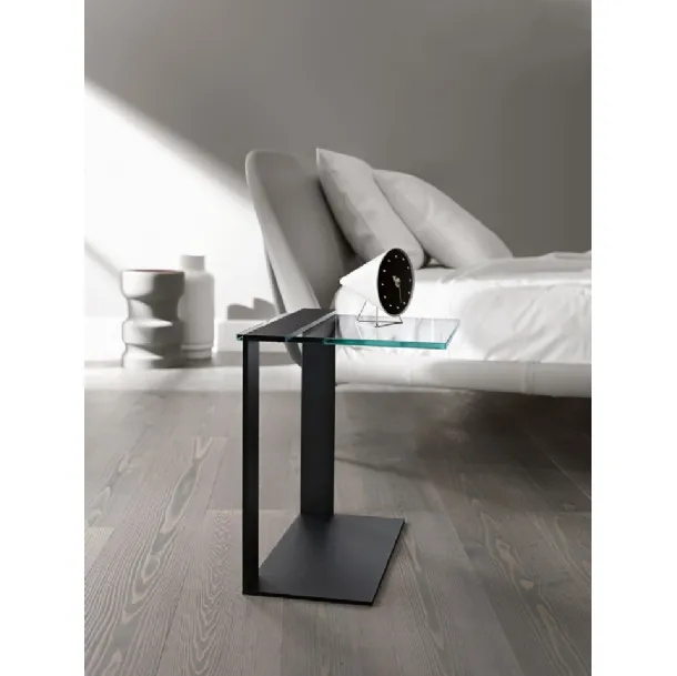 Joliet glass and metal bedside table by Tonelli