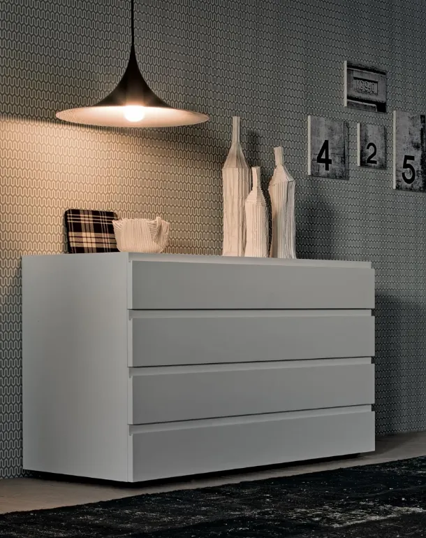 Joy Chest of Drawers in White Lacquered Wood by Giellesse