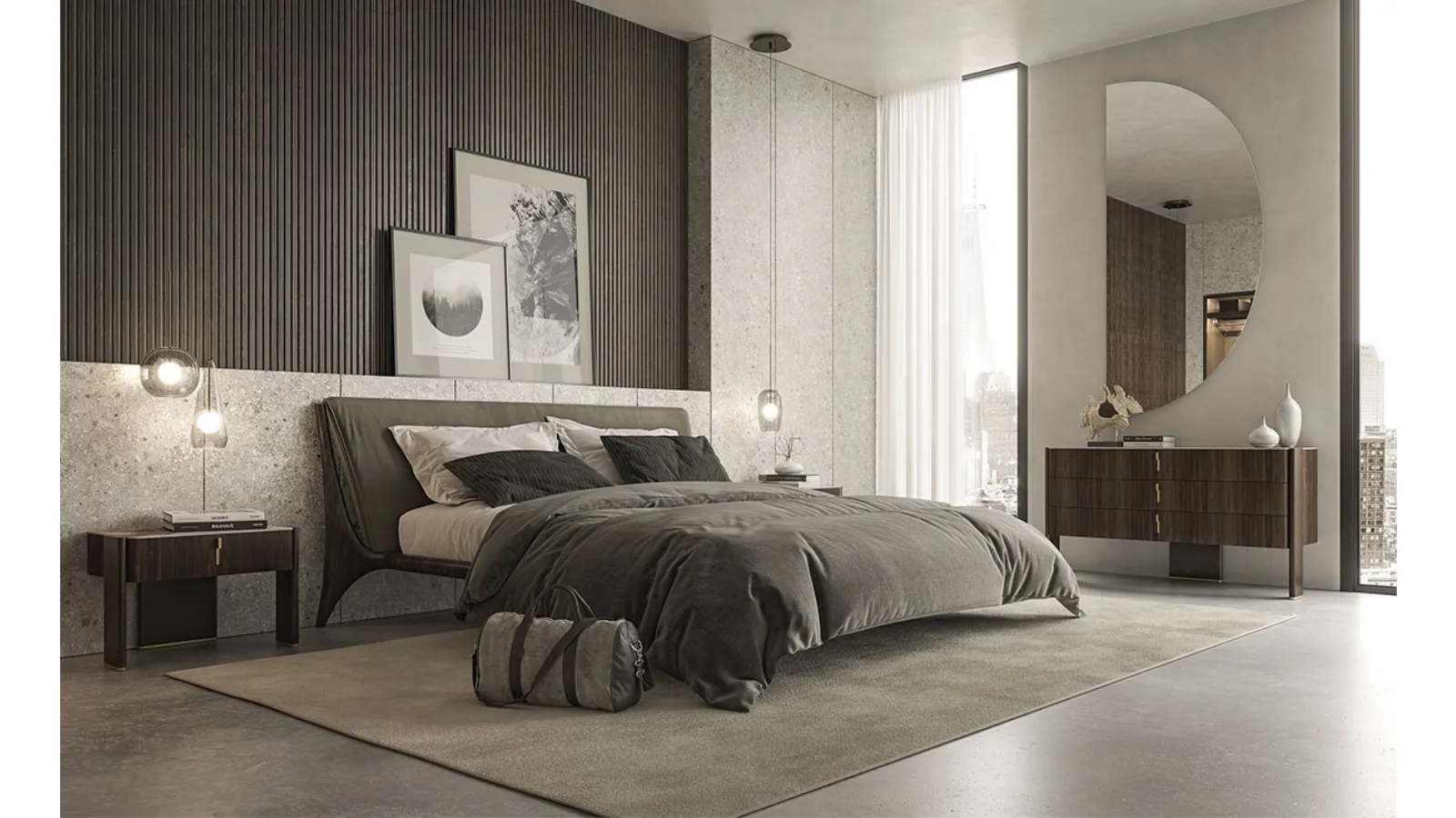 Julian Night Group in wood with ceramic marble top by Cattelan Italia
