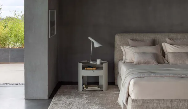 Lotus lacquered metal bedside table by Flou