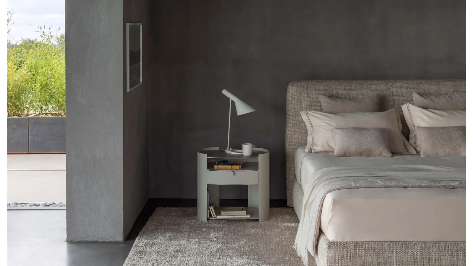 Lotus lacquered metal bedside table by Flou