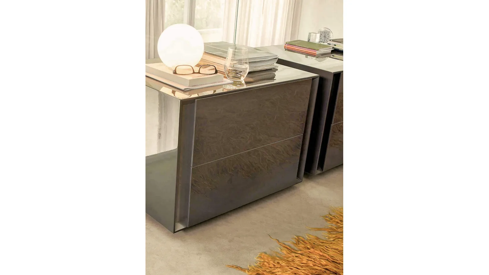 Luna Nightstand in Glossy Lacquer by Lema