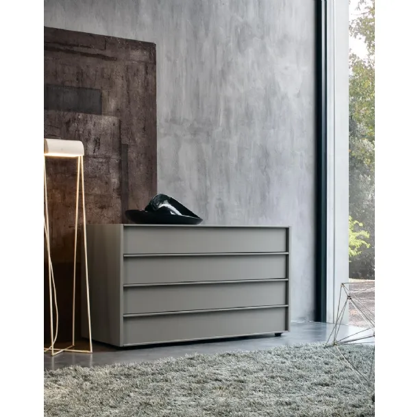 Square chest of drawers in matte lacquered wood by Giellesse
