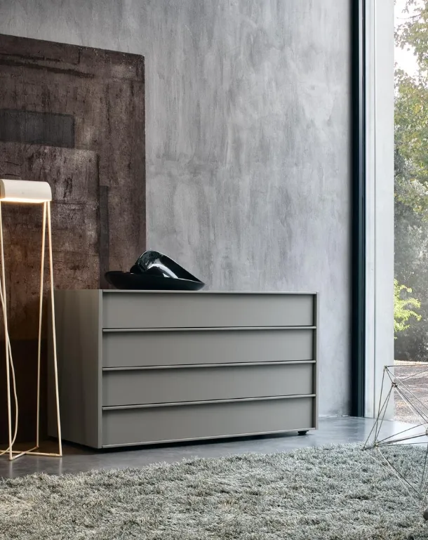 Square chest of drawers in matte lacquered wood by Giellesse