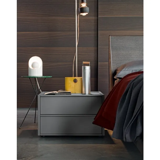 Square nightstand in matte lacquered wood by Giellesse