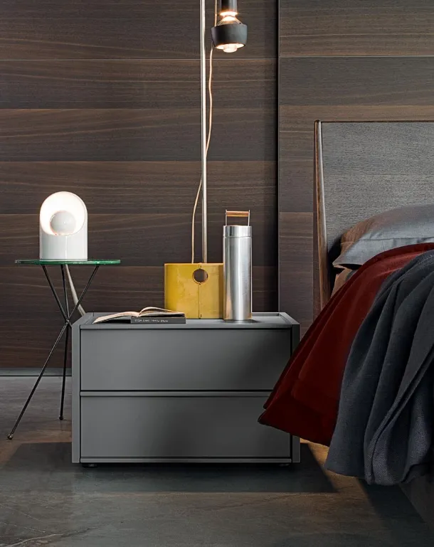 Square nightstand in matte lacquered wood by Giellesse