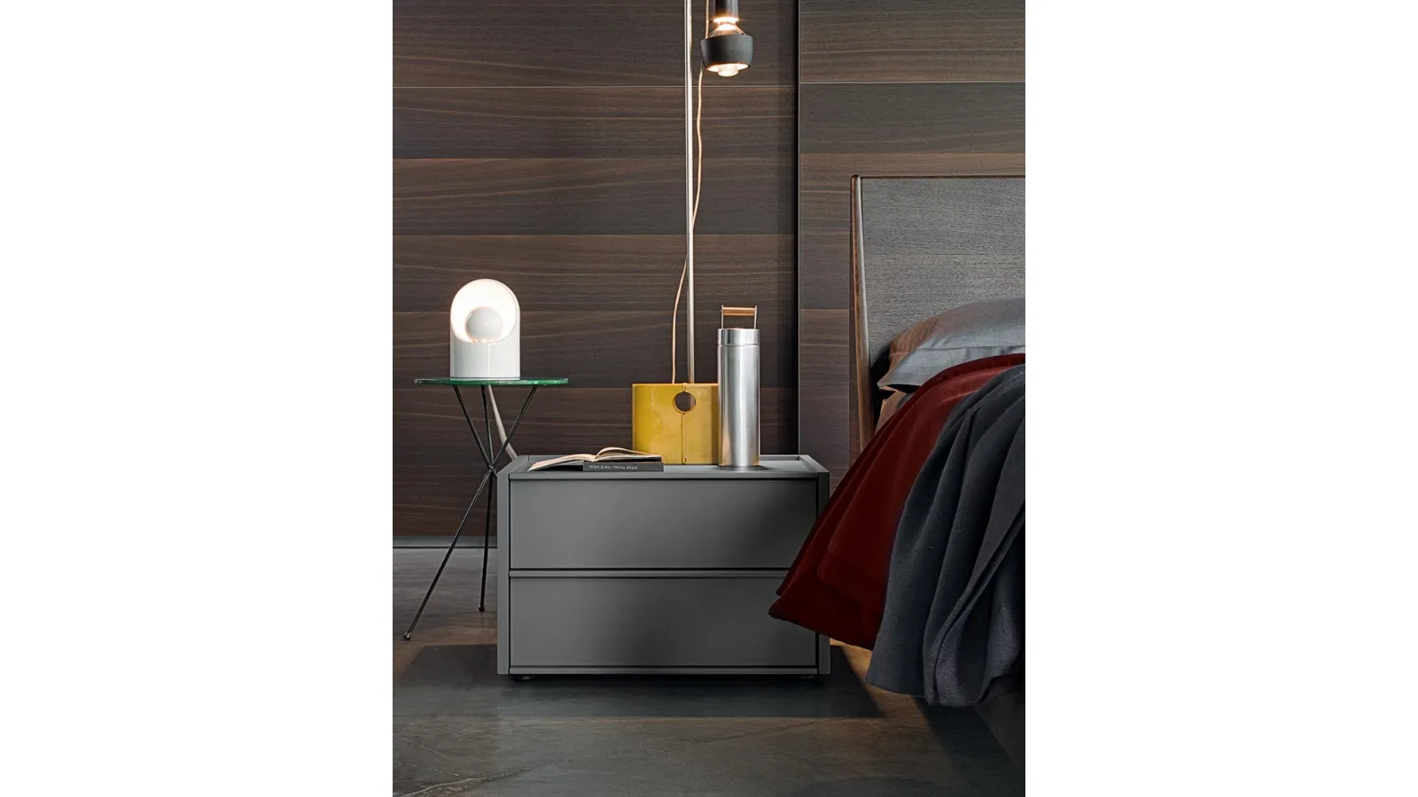 Square nightstand in matte lacquered wood by Giellesse