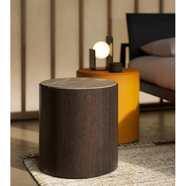 Top nightstand in wood with marble or Lema lacquered top