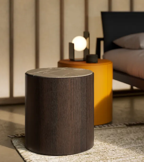Top nightstand in wood with marble or Lema lacquered top