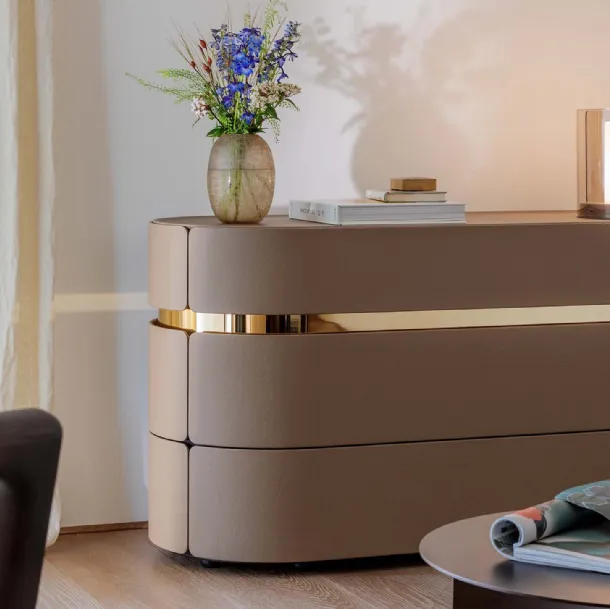 Toshi Chest upholstered in Flou leather