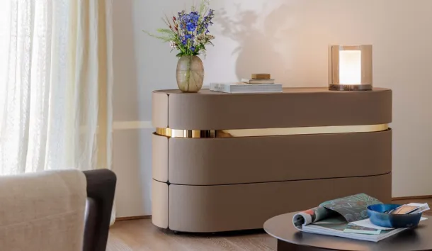 Toshi Chest upholstered in Flou leather