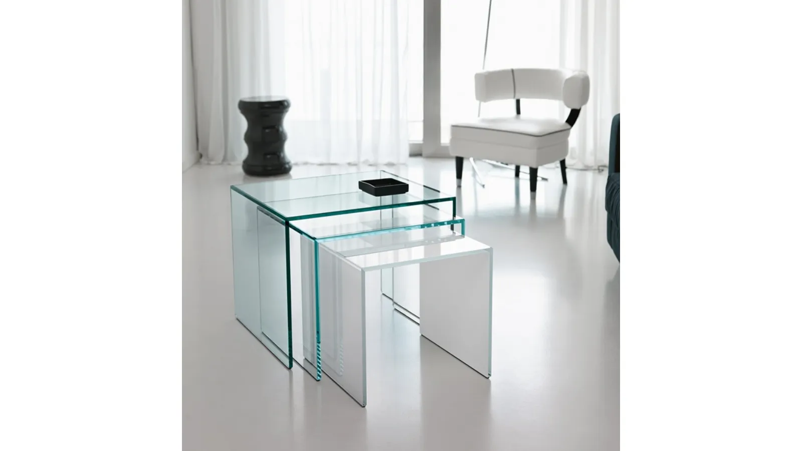 Trio glass bedside table by Tonelli