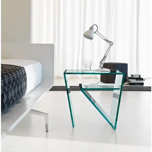 Zen glass bedside table by Tonelli