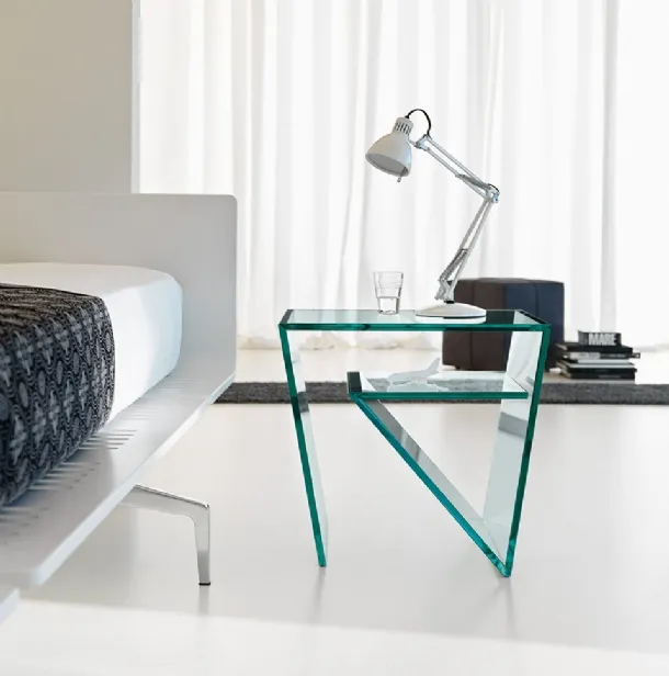 Zen glass bedside table by Tonelli