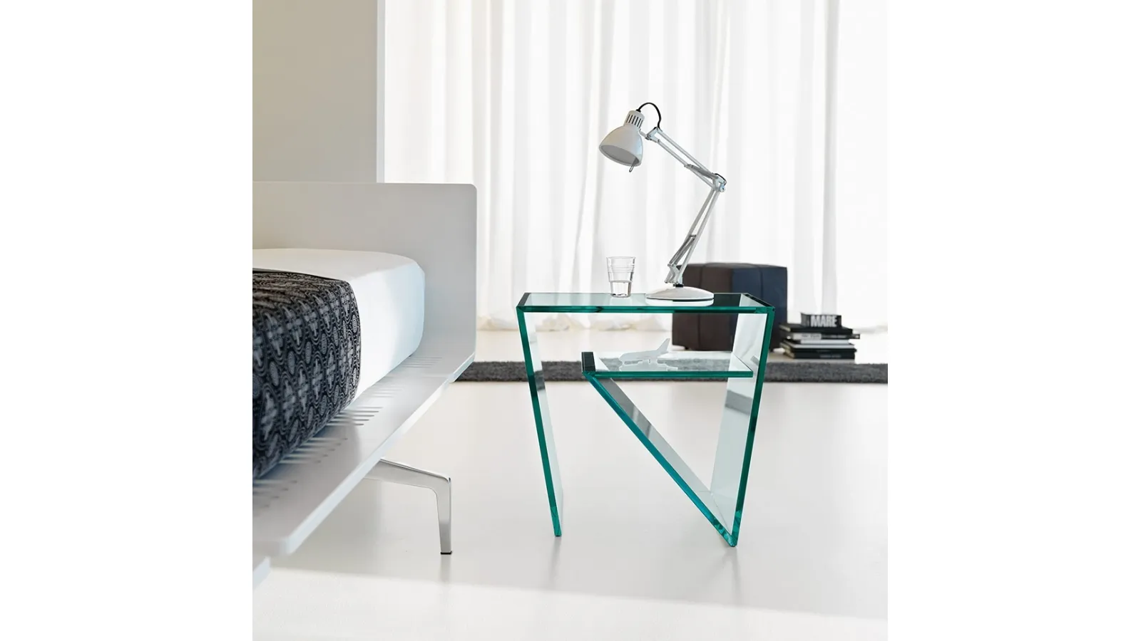 Zen glass bedside table by Tonelli