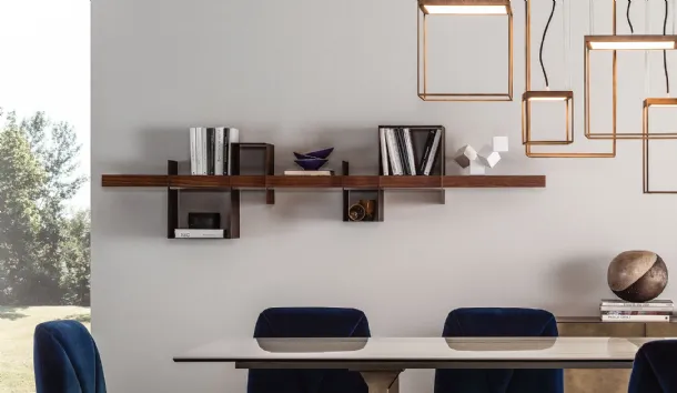 Ago e Filo bookshelf in wood with metal shelves by Ronda Design