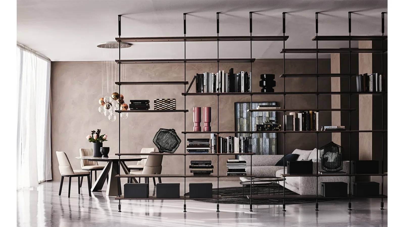 Airport steel and wood partition bookcase by Cattelan Italia
