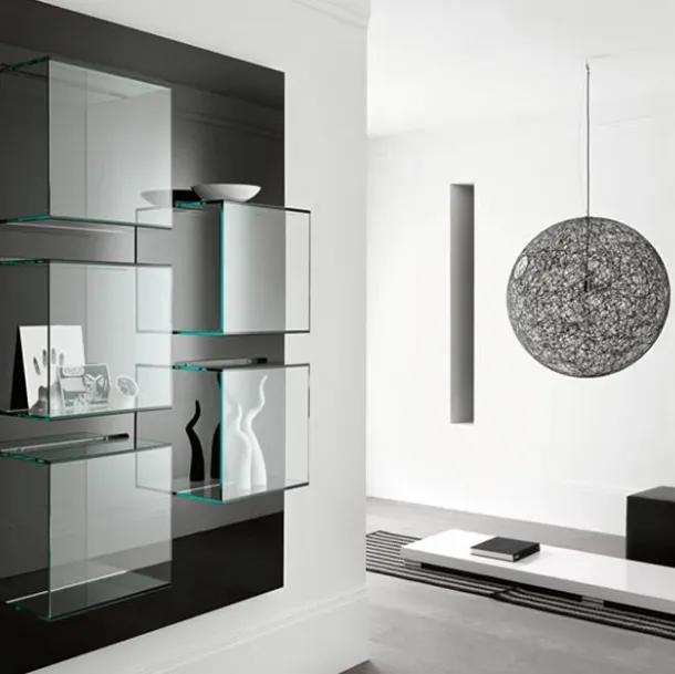Dazibao suspended glass bookshelf by Tonelli