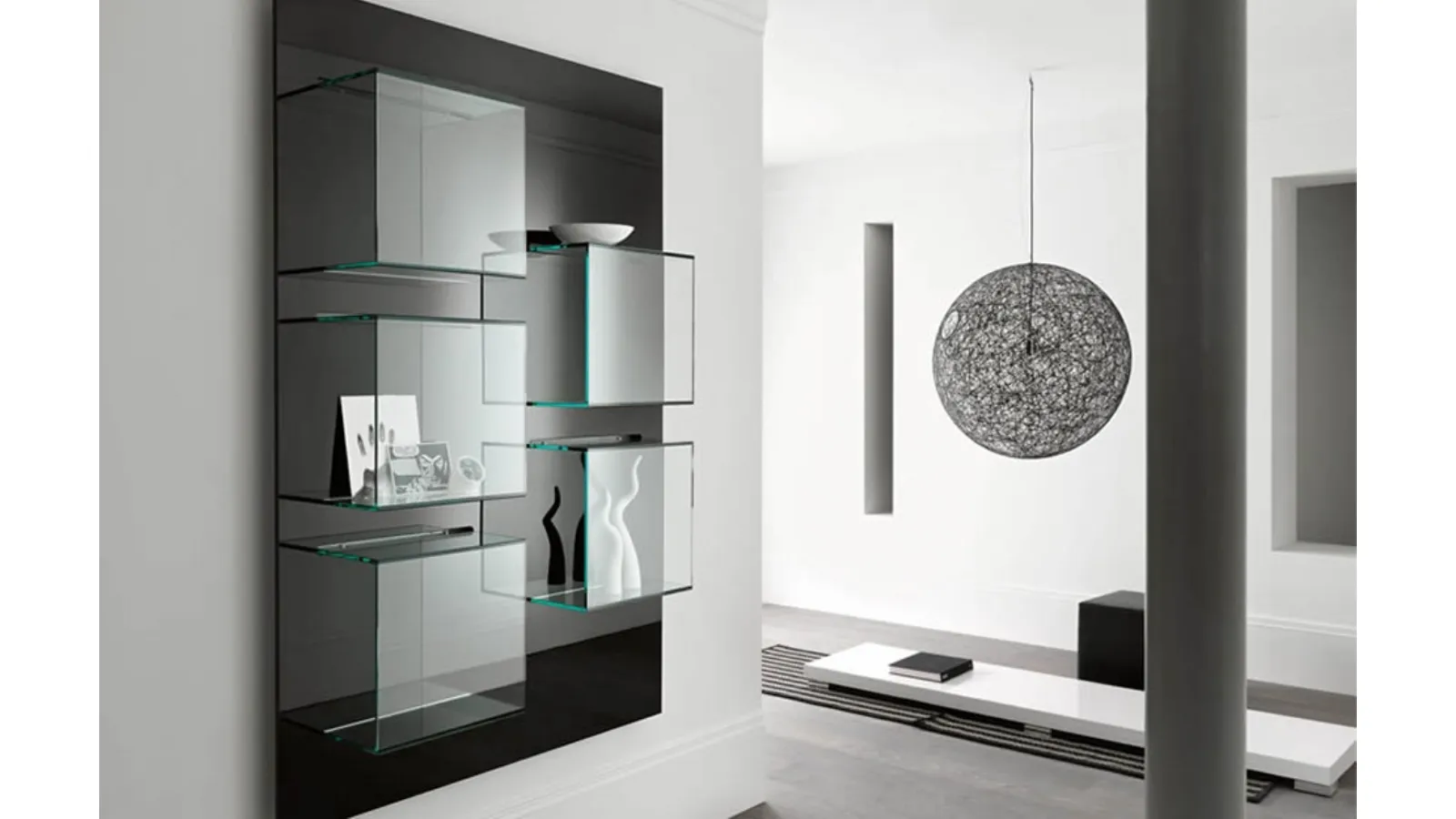 Dazibao suspended glass bookshelf by Tonelli