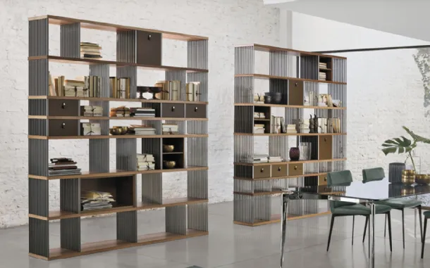 Diesys steel bookcase with Alivar wood shelves