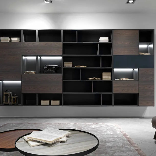 Edis N20 suspended bookshelf in wood and matte lacquer by Fimar