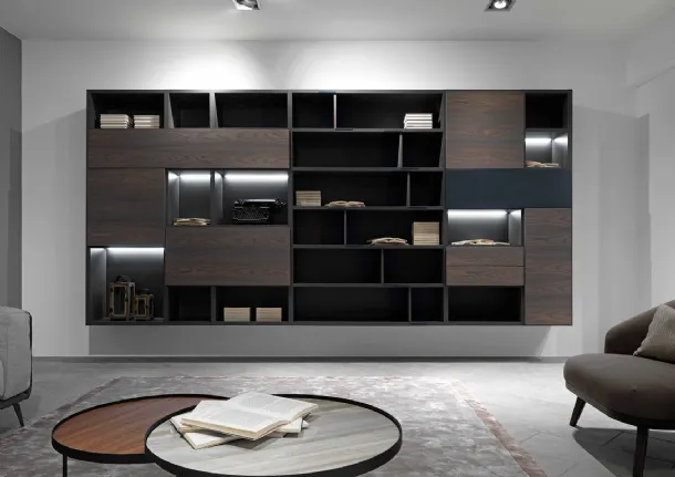 Edis N20 suspended bookshelf in wood and matte lacquer by Fimar